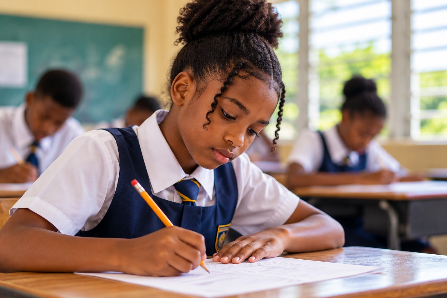 Student writing an examination